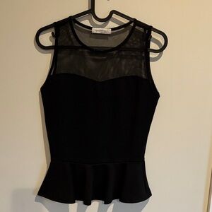 Purple line Black Mesh Peplum Blouse